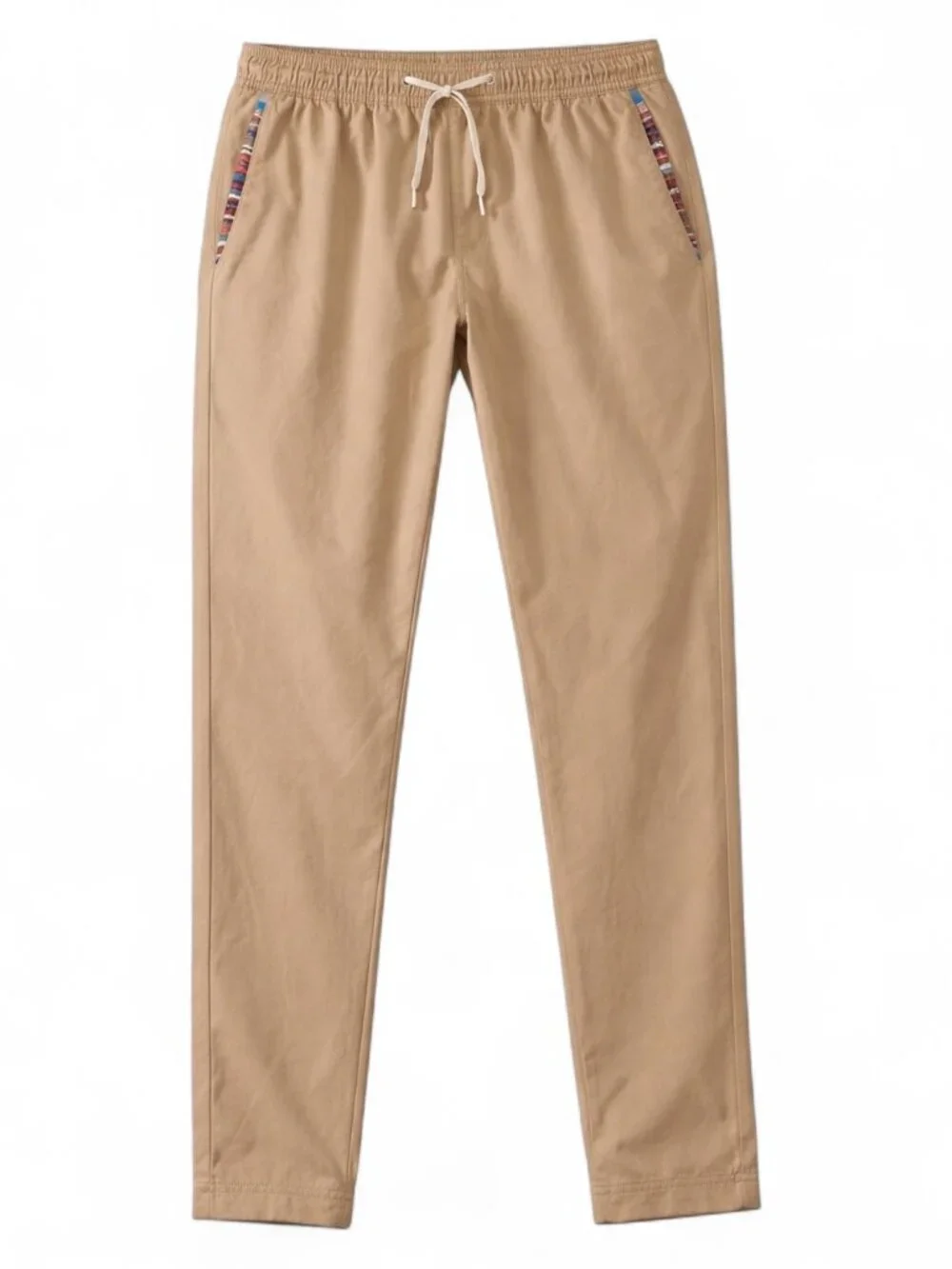 WOWIE Men's Beige Aztec Trim Chino Pants Polyester Drawstring Size M